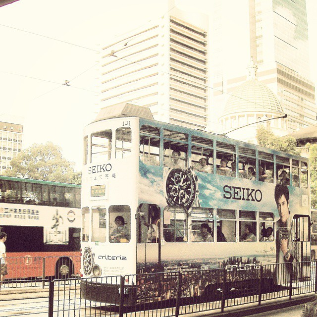 Double decker tram in Hong Kong