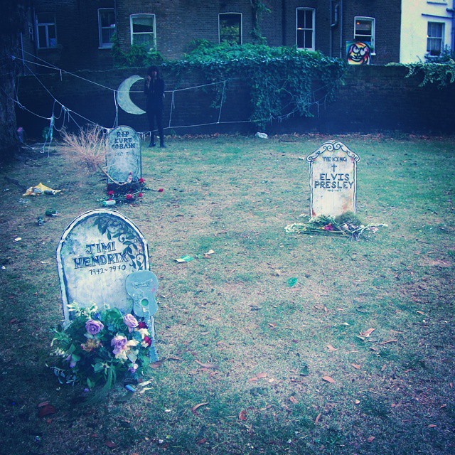 #HappyHalloween to those who celebrate it :) Fake gravestones at a music festival in London #Halloween