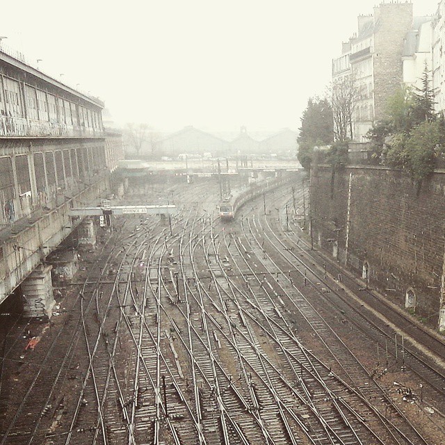 #Paris Saint‑Lazare railway station on a gloomy day. Taken from a bridge