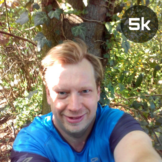 A selfie after 5k run in Parc des Buttes Chaumont, Paris 