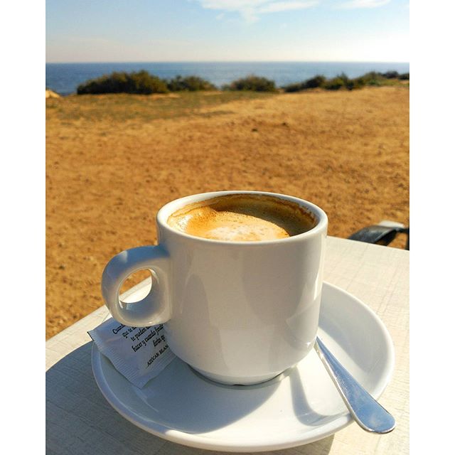 A cup of coffee near at Rocio del Mar Beach